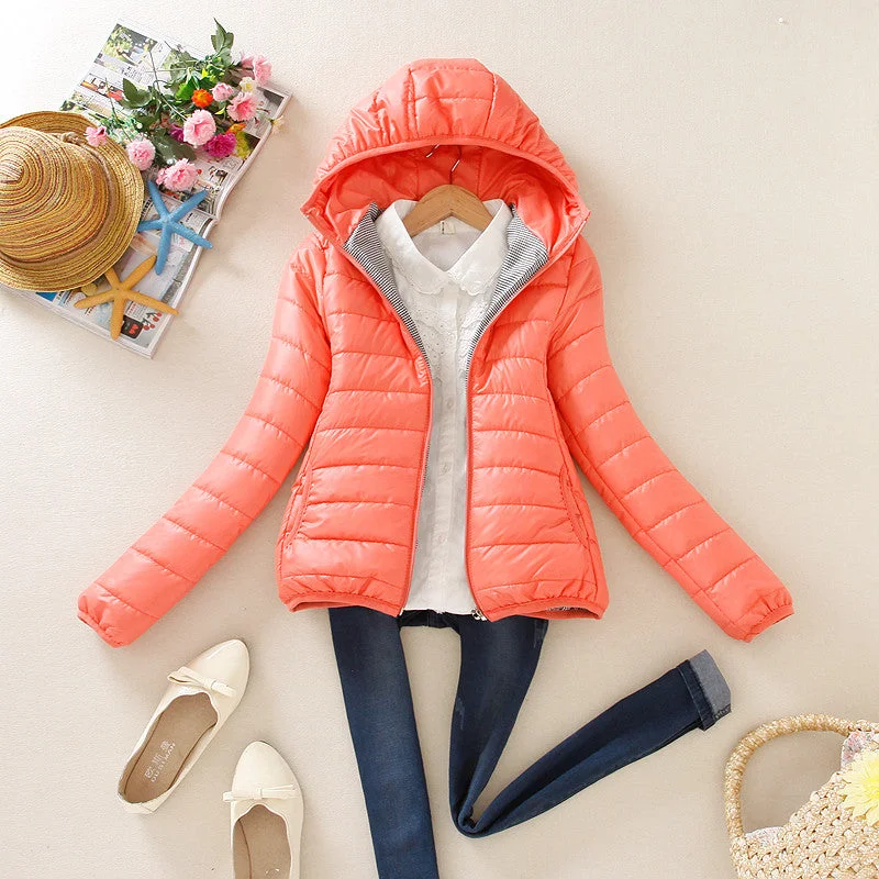 Super warm winter parka jacket coat ladies women jacket Slim Short padded women Full-Zip Thermal Parka