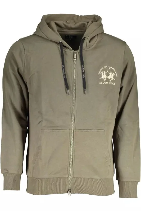 Elegant Green Hooded Zip Sweater Lightweight Heavyweight Midweight