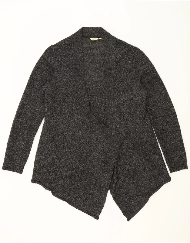 FAT FACE Womens Longline Open Cardigan Sweater UK 16 Large Grey Fleece Cardigan Nylon Polyester