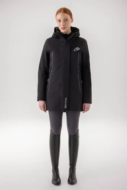Equiline Ladies Waterproof Jacket Cegnum Black Satin Fabric Silk Fabric Chiffon Fabric