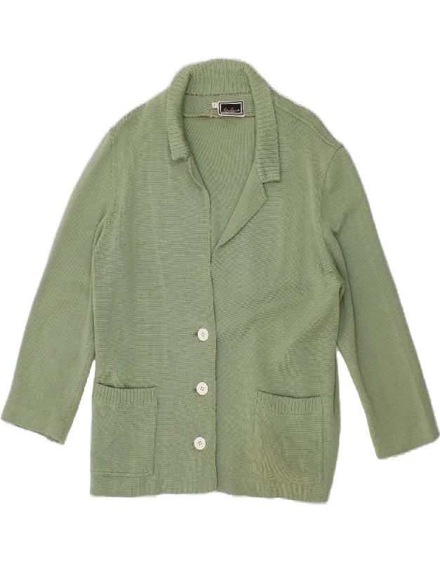LUISA SPAGNOLI Womens Loose Fit Cardigan Sweater UK 16 Large Green Denim Fabric Leather Fabric Suede Fabric
