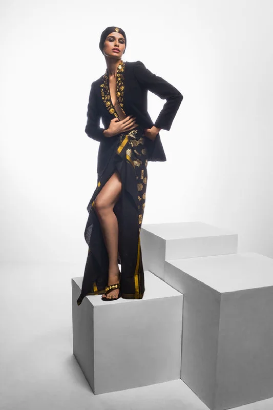 The Black Trophy Jacket Set One-Shoulder Jacket Off-the-Shoulder Jacket Asymmetrical Jacket The Black Trophy Jacket Set One-Shoulder Jacket Off-the-Shoulder Jacket Asymmetrical Jacket
