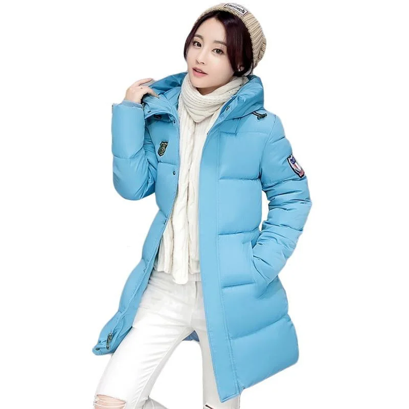 Woman Jacket Coat Fashion Cotton Jacket Long Style Hood Slim Parkas Plus Size Thicken Female Outerwear Long Puffer Parka Coat