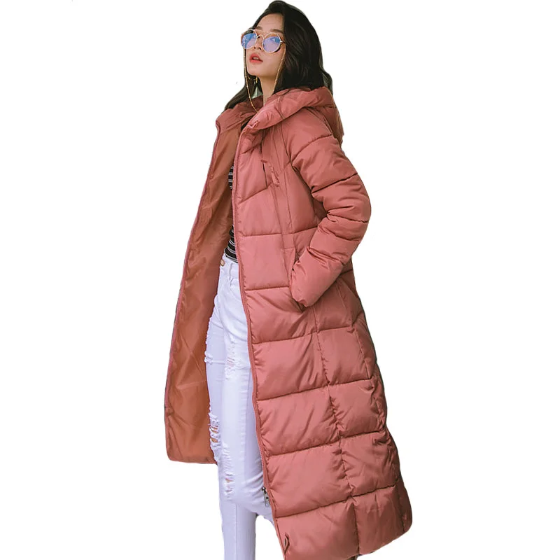 2019 Winter Women Jacket X-long Hooded Cotton Padded Female Coat High Quality Warm Outwear Womens Parka Manteau Femme Hiver Elegant Faux Leather Parka 2019 Winter Women Jacket X-long Hooded Cotton Padded Female Coat High Quality Warm Outwear Womens Parka Manteau Femme Hiver Elegant Faux Leather Parka
