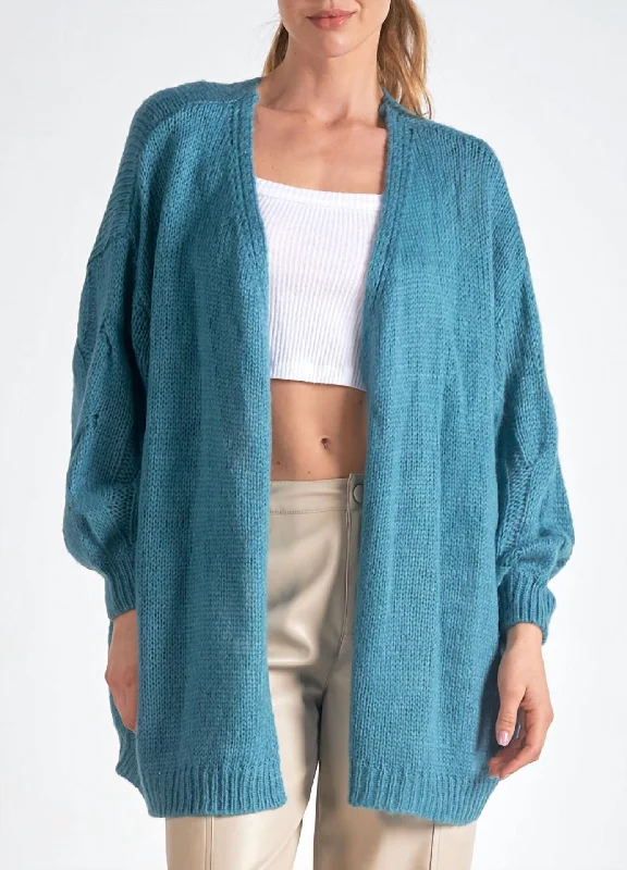 Love Sweater Cardigan In Blue Knit Fabric Woven Fabric Fleece Fabric