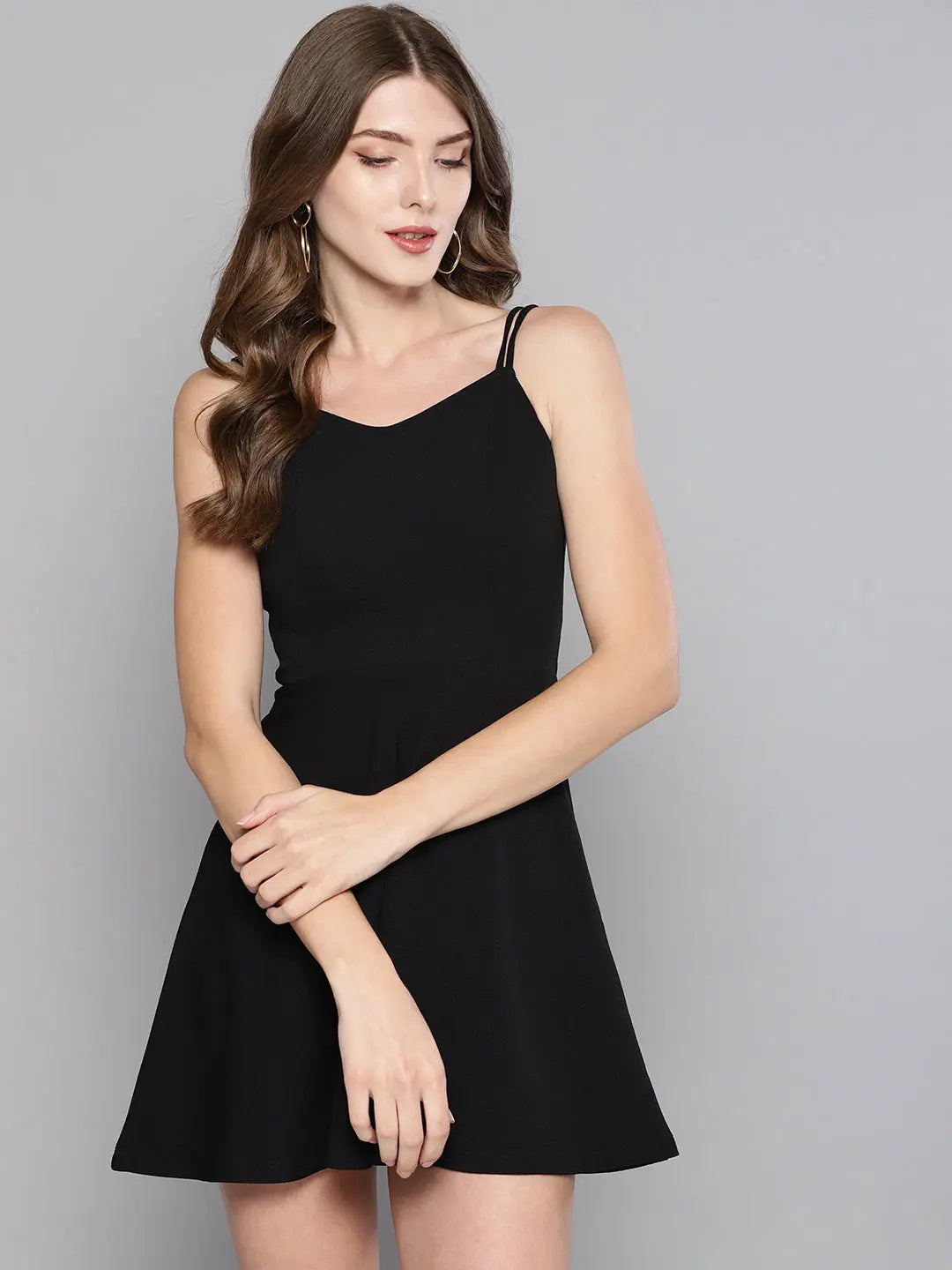 Veni Vidi Vici Black String Back Skater Dress