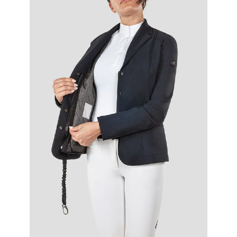 Equiline Ladies Competition Jacket Air Bag Navy Zippered Front Buttoned Front Snap Front