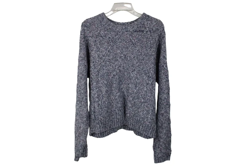 Time And Tru Blue Purple Cable Knit Sweater | L Ribbed Striped Patterned