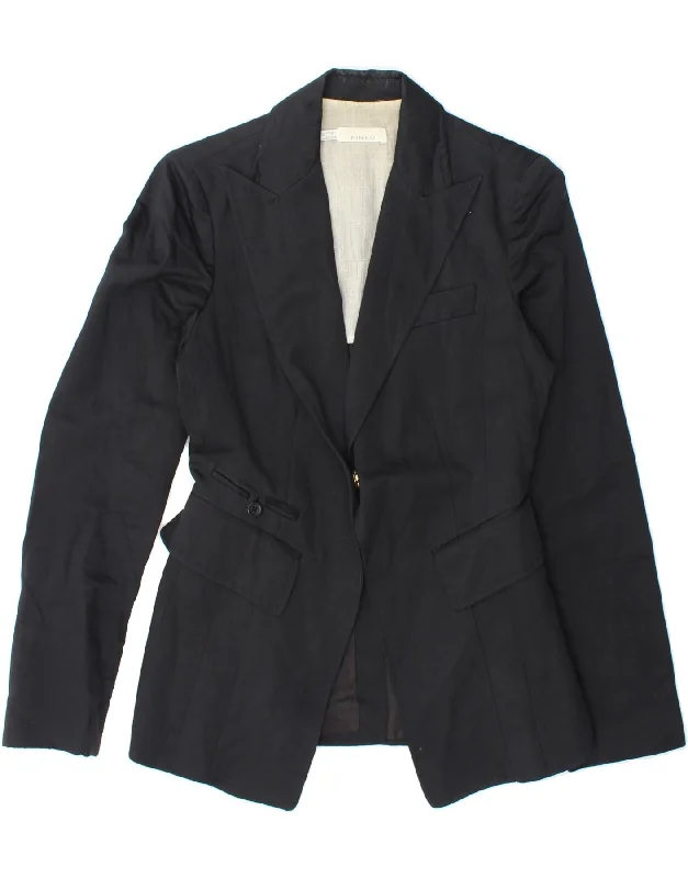 PINKO Womens Longline Blazer Jacket UK 10 Small  Black Cotton Women's Trendy Jacket