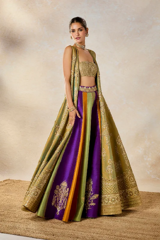 The Kesar Varak Long Jacket Lehenga Set One-Shoulder Jacket Off-the-Shoulder Jacket Asymmetrical Jacket The Kesar Varak Long Jacket Lehenga Set One-Shoulder Jacket Off-the-Shoulder Jacket Asymmetrical Jacket