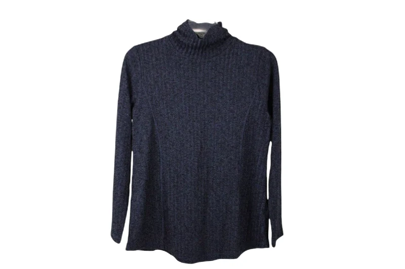 Susan Graver Weekend Blue Ribbed Sweater | M Stylish Fashionable Trendy
