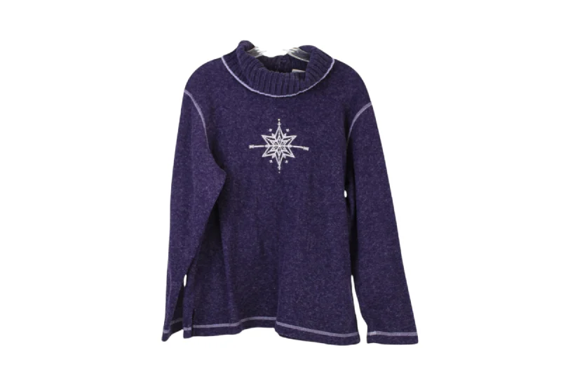 Basic Editions Purple Turtleneck Sweater | M Striped Floral Plaid
