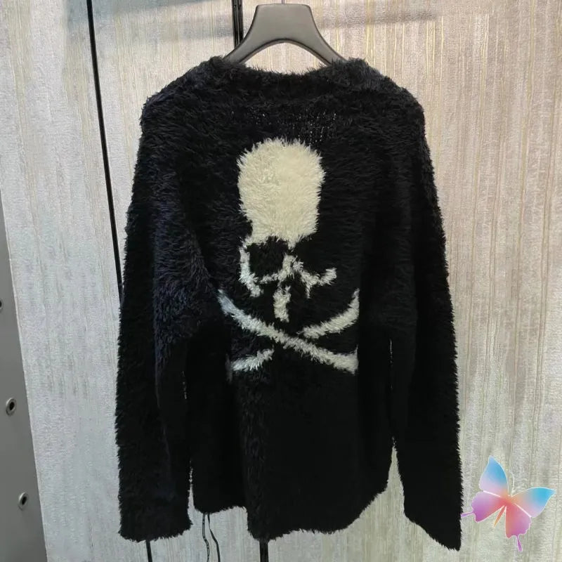 Advbridge Winter High Street Warm Cashmere Jacket Black Skull Print V-neck Ribbon Button Cardigan MMJ Coats Men Women Sweater Nylon Fabric Polyester Fabric Spandex Fabric Advbridge Winter High Street Warm Cashmere Jacket Black Skull Print V-neck Ribbon Button Cardigan MMJ Coats Men Women Sweater Nylon Fabric Polyester Fabric Spandex Fabric