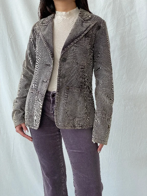 Vintage Garcia Downtown Denim Rebel Grey Corduroy Blazer - M Women's High-End Blazer