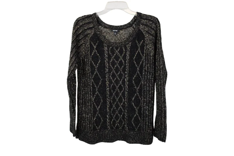 APT.9 Black Gold Shimmer Knit Sweater | M Sweater Knitwear Pullover