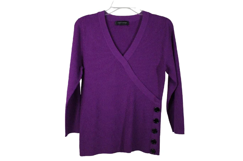 Cable & Gauge Purple Rib Stretch Sweater | M/L Elasticated Padded Insulated