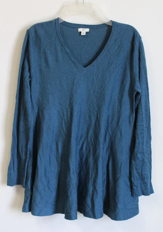 J.Jill Blue Silk Knit Tunic Sweater | S Modern Contemporary Chic