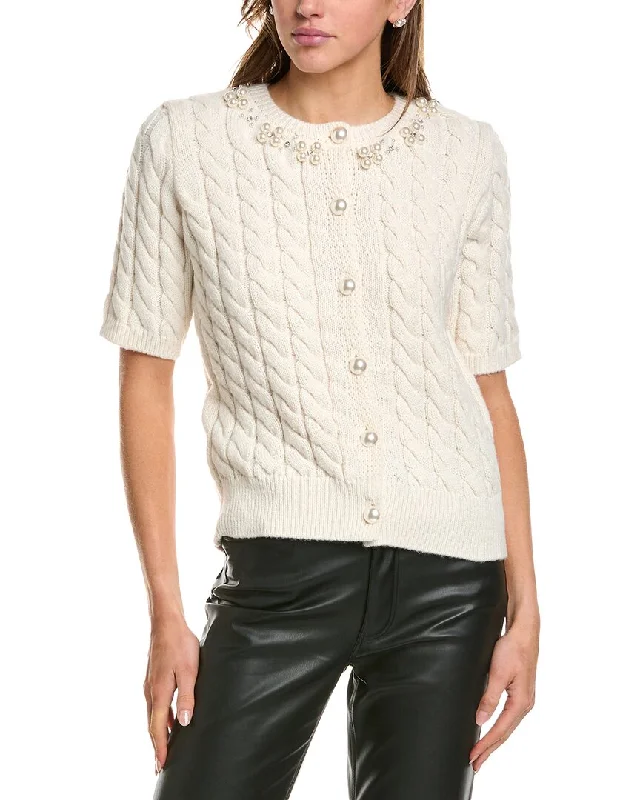 BCBGMAXAZRIA Cable Knit Cardigan Collared Crew Neck Turtle Neck