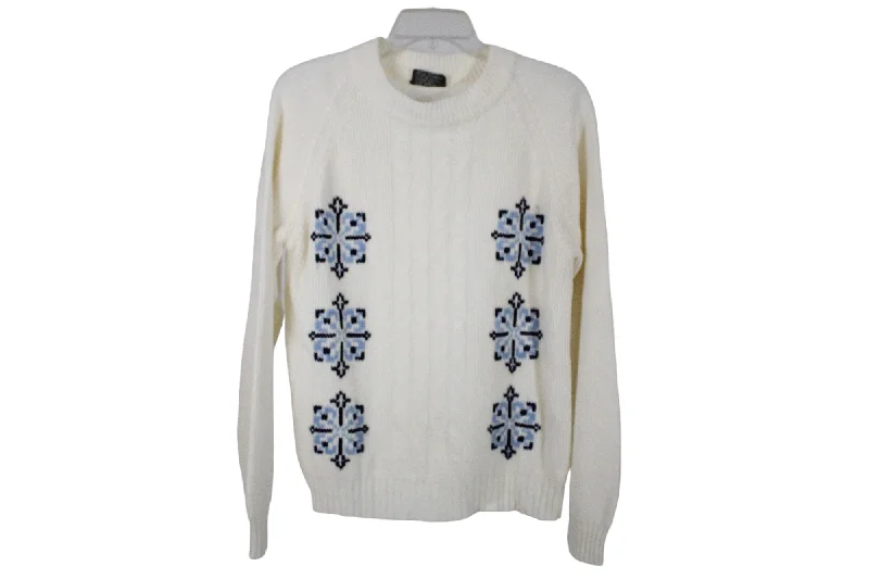 Vintage Parkley Cream Snowflake Sweater | S Plaid Sweater Polka Dot Checkered