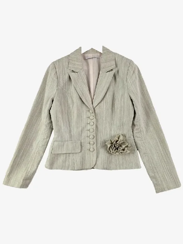 Blessed Are The Meek Sage Stripe Floral Detail Blazer Size 10 Plus Size Women's Coat Blessed Are The Meek Sage Stripe Floral Detail Blazer Size 10 Plus Size Women's Coat