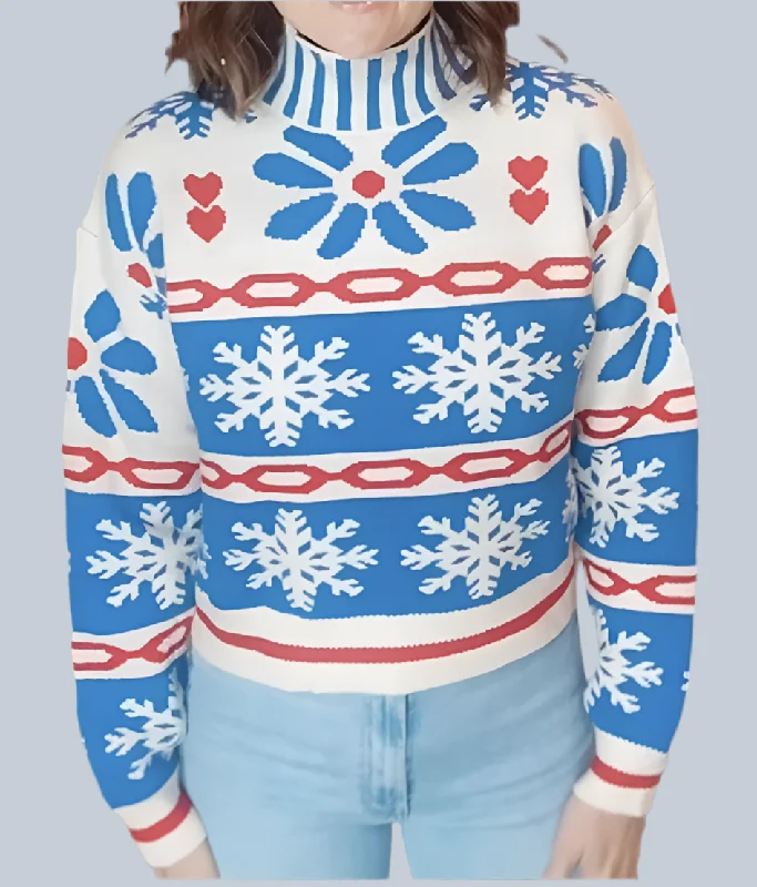 Snowflake Sweater Top Knit Fabric Woven Fabric Fleece Fabric
