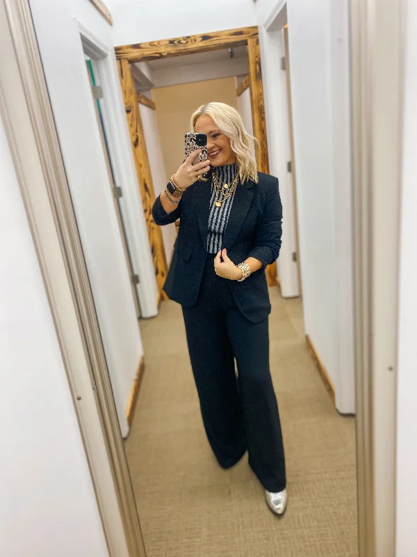 Business Woman Blazer Black & Emerald Green Women's Banquet Suit