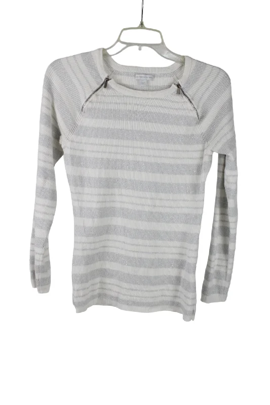 New York & Co. White Silver Shimmer Knit Sweater | M Terry Blend Velvet Blend Canvas Blend New York & Co. White Silver Shimmer Knit Sweater | M Terry Blend Velvet Blend Canvas Blend