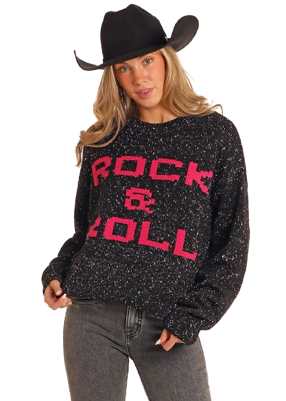 Women's Rock & Roll Confetti Speckled Sweater Iron Safe Non-Iron Wrinkle Free