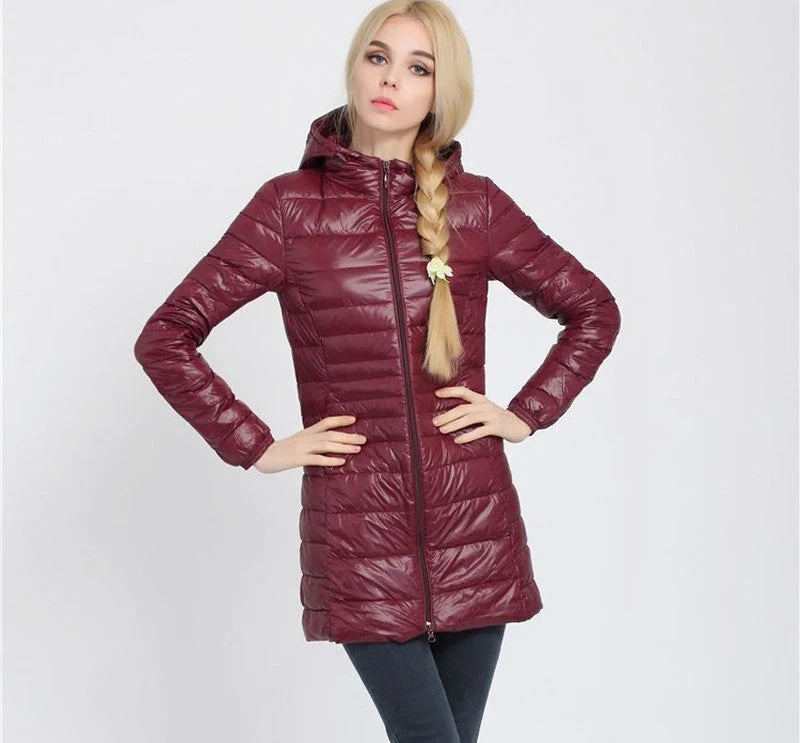 Women Coat Jacket Women 90% Duck Down Outwear Lady Parka Ultra-light Long Elegant Outwear Fashion Down Parka Quilted Water-Resistant Parka