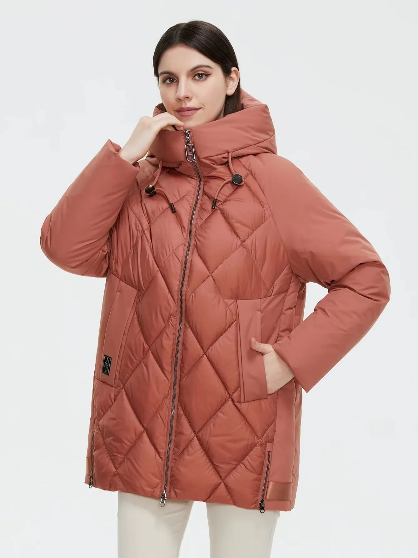 Cinemore  Jacket Women's Plus Size Collection Warm Jacket Mid-length Grace With Unusual Design Women Coats brand Parka 8198 Belted Stylish Parka Jacket