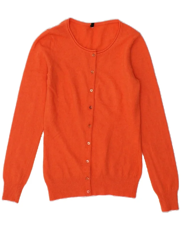 BENETTON Womens Cardigan Sweater UK 10 Small Orange Wool Zippered Front Buttoned Front Snap Front BENETTON Womens Cardigan Sweater UK 10 Small Orange Wool Zippered Front Buttoned Front Snap Front