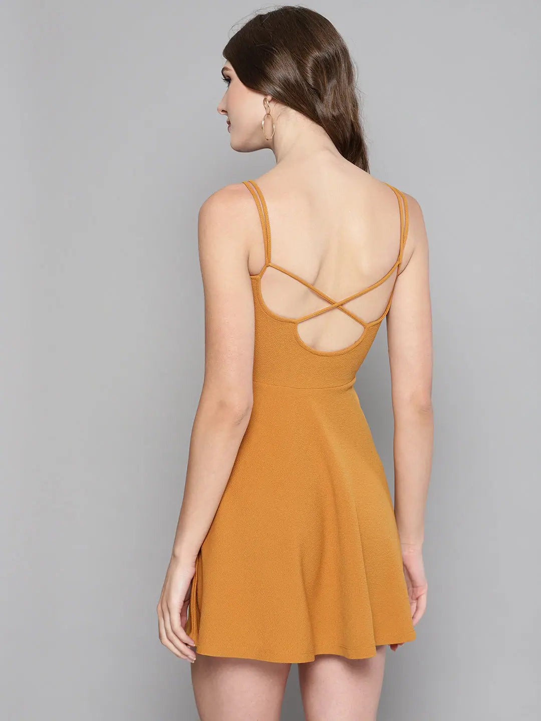 Veni Vidi Vici Mustard String Back Skater Dress