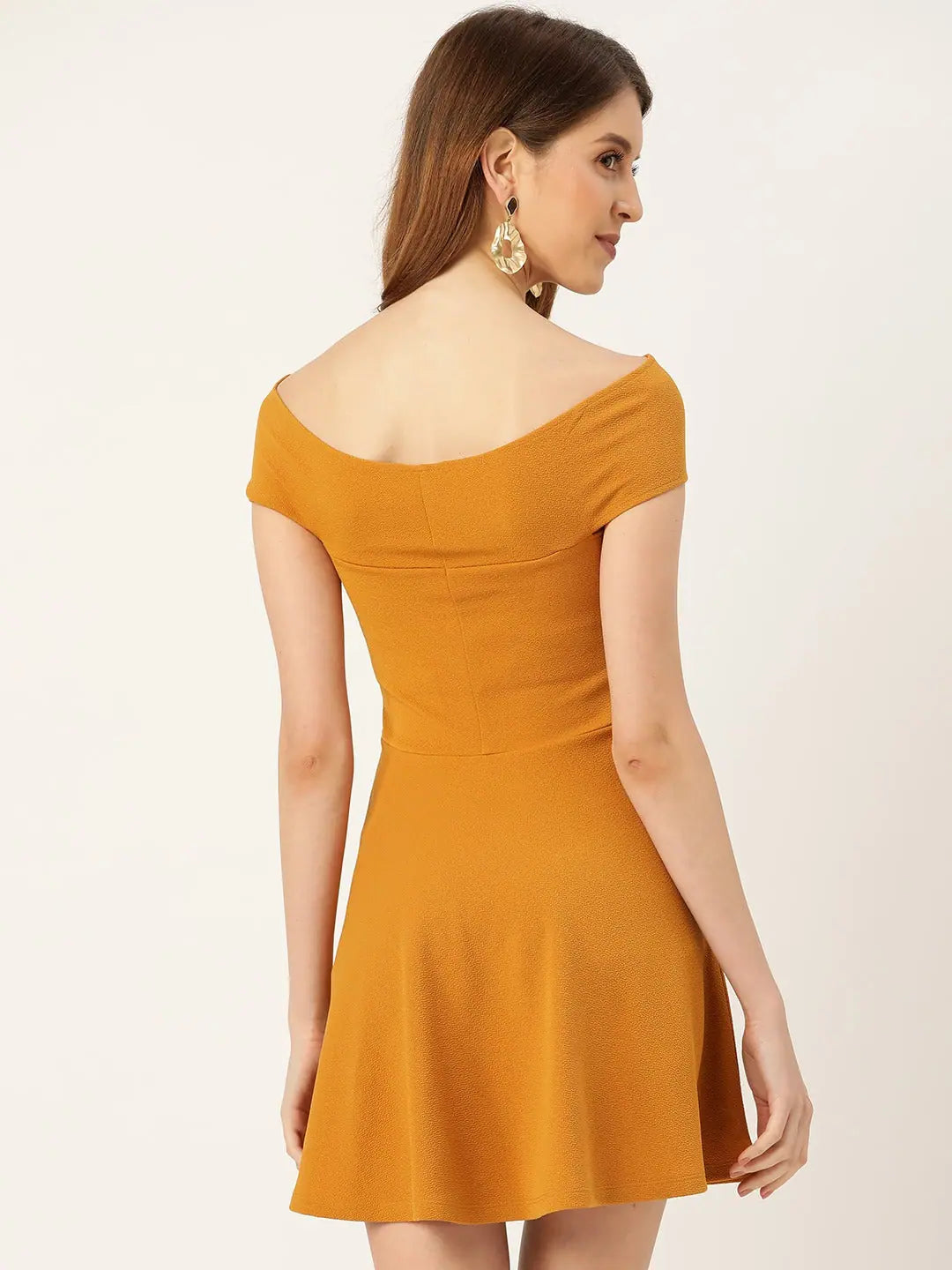 Veni Vidi Vici Mustard Bardot Skater Dress