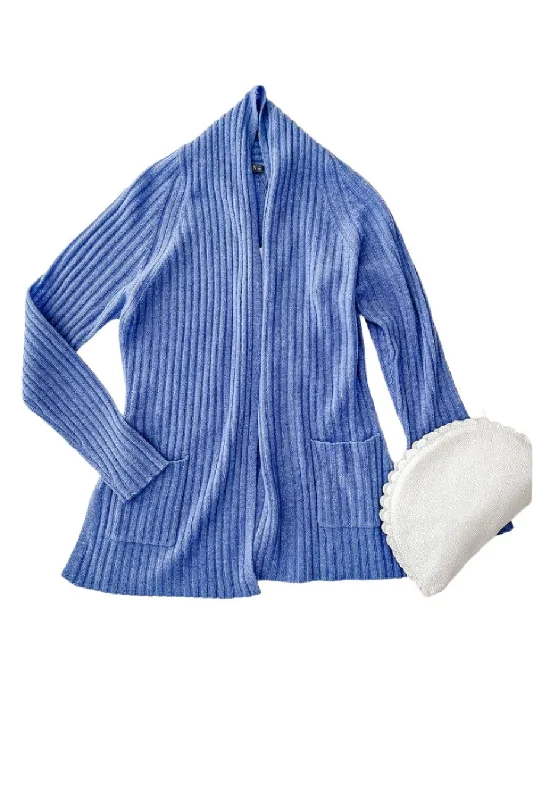 Periwinkle Cozy Rib Raglan Duster Cardigan Long Cardigan Short Cardigan Medium Cardigan