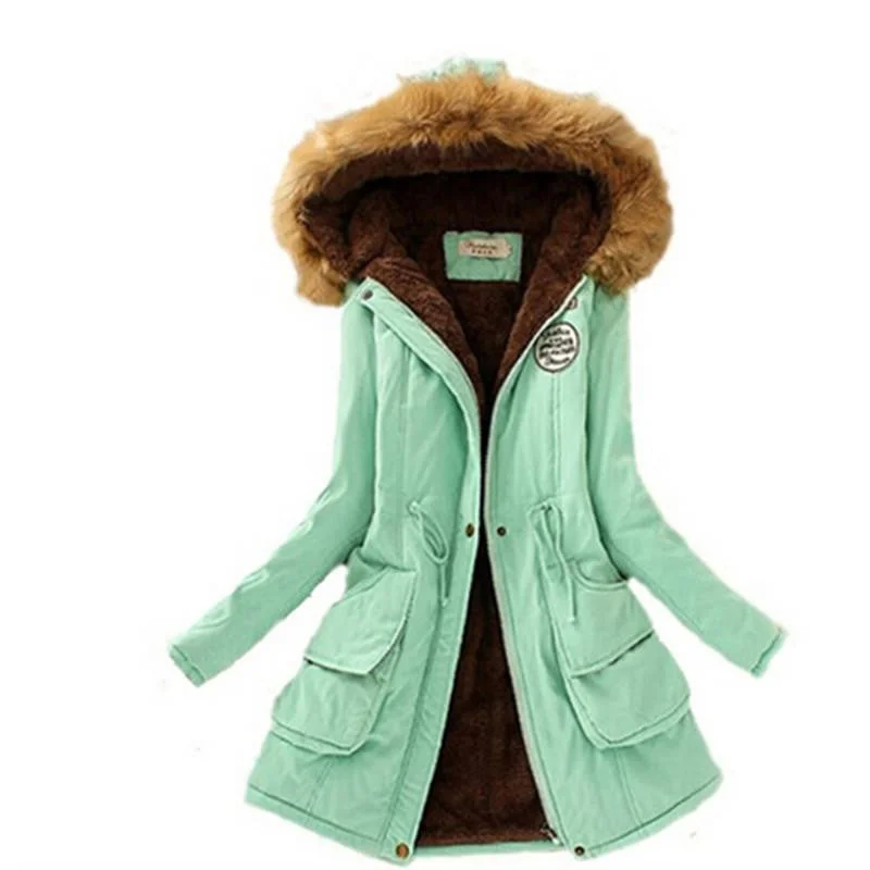 Womens Parkas Coat Jackets Women Thicken Warm Fur Collar Plus Size Parkas for Women Long warm Parka Warm Classic Winter Parka