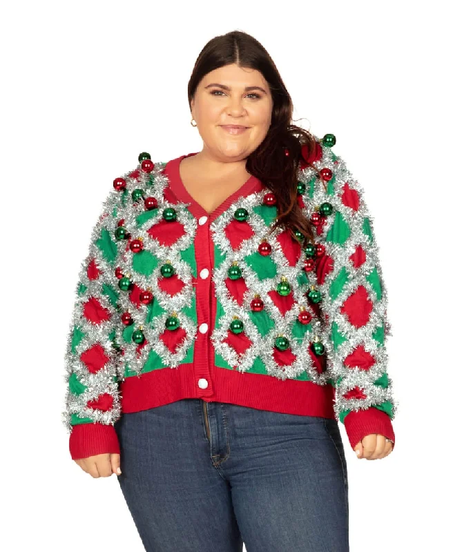 Women's Tacky Tinsel Plus Size Cardigan Sweater Mesh Cardigan Canvas Denim