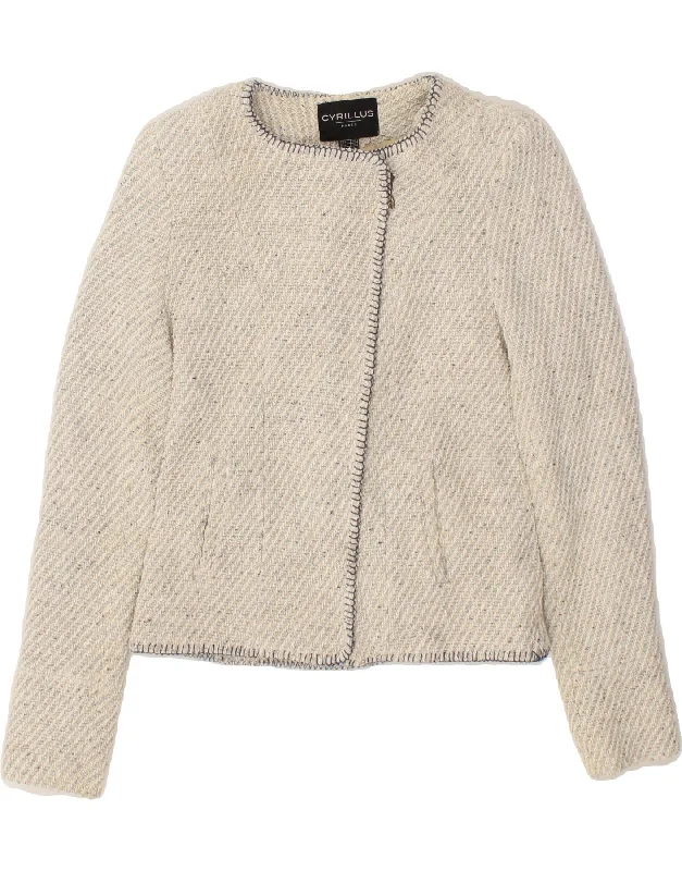 CYRILLUS Womens Cardigan Sweater UK 6 XS Grey Flecked Cotton Wool Cardigan Cotton Cardigan Cashmere Cardigan