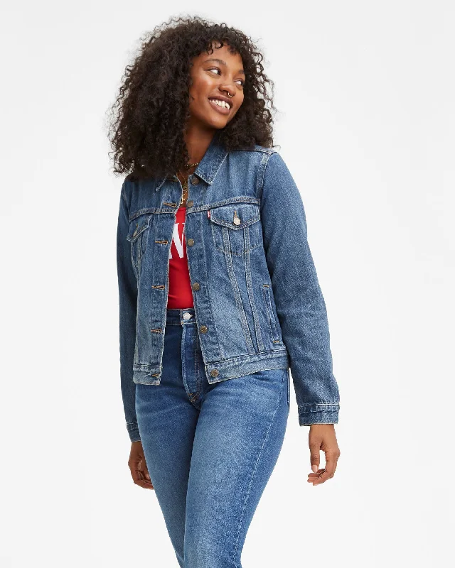 Levi's® Womens Original Trucker Jacket - Soft As Butter Dark Knit Jacket Woven Jacket Fleece Jacket