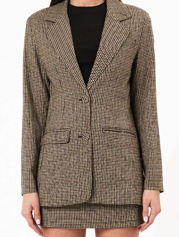Kaia Blazer - Brown Check Women's Lightweight Blazer