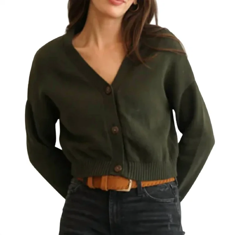 Diana Crop Cardigan In Forest Chenille Brocade Lace