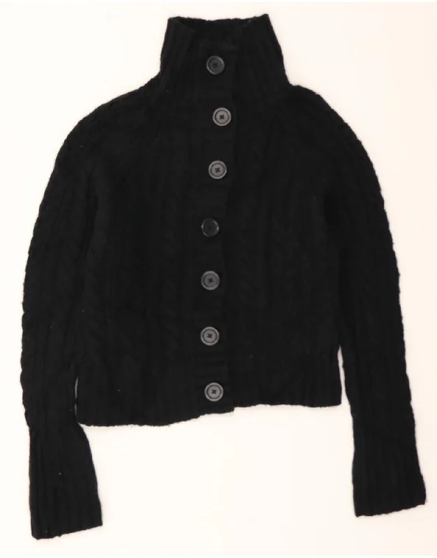 MOSSIMO Womens Crop Cardigan Sweater UK 18 XL Black Acrylic Open Front Closed Front Wrap Front