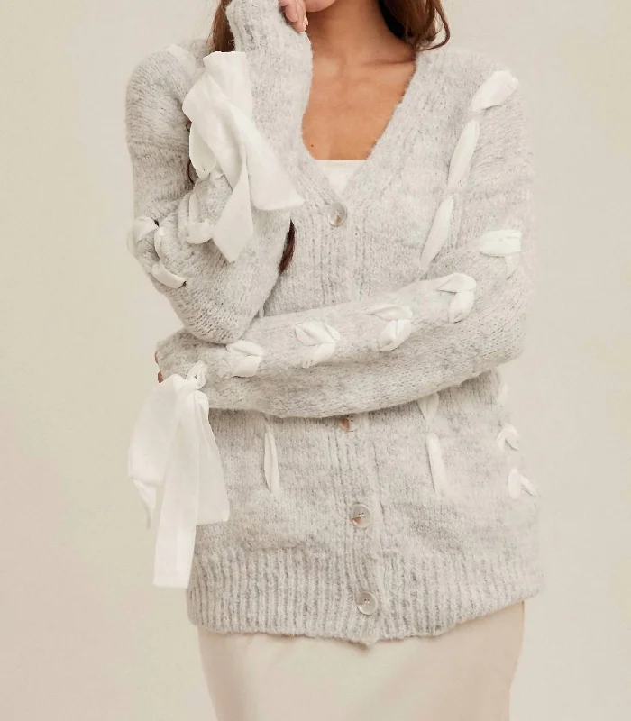 Chiffon Contrast Button Down Cardigan In Heather Grey Stylish Fashionable Trendy