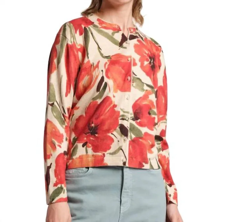 Darling Floral Cardigan In Pink Multi Casual Formal Business