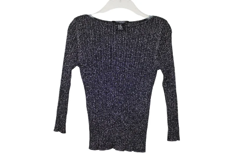 Rafaella Black Shimmer Knit Sweater | S Wool Fabric Cashmere Fabric Tweed Fabric
