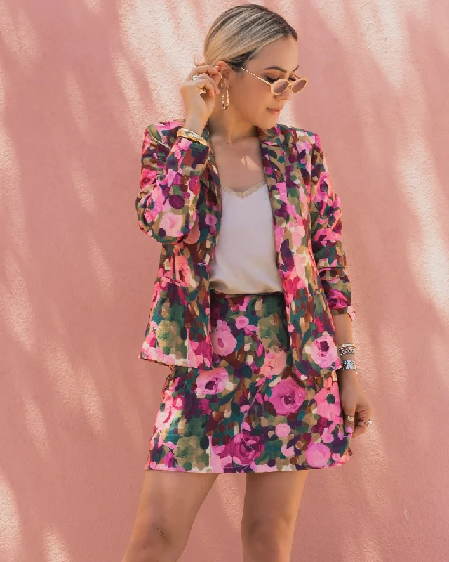 FLORAL PRINT FITTED BLAZER Women's Stripe Blazer