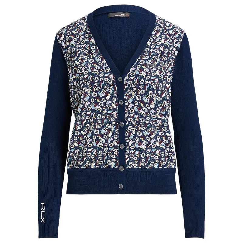 Womens V-Neck Cardigan Sweater Refined Navy Multi - AW23 Sequined Glittery Shiny