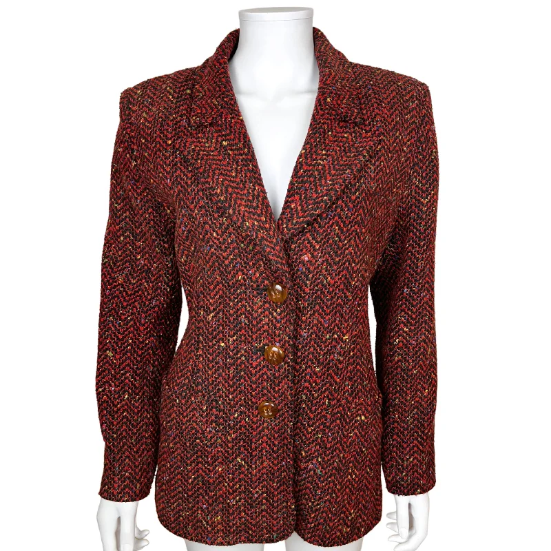 Vintage 1990s Yves St Laurent Encore Tweed Jacket Ladies US 12 Rayon Jacket Velvet Jacket Corduroy Jacket