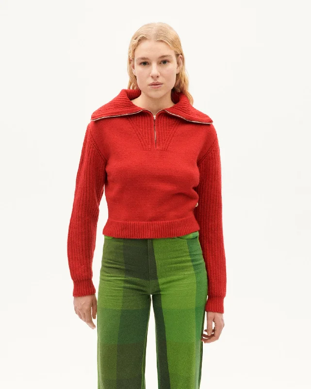 Tanit Wool Sweater Red Oversized Loose Flowy
