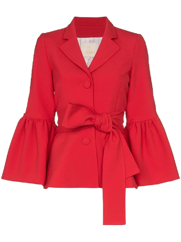 belted trumpet sleeve blazer Women's Vintage Suit