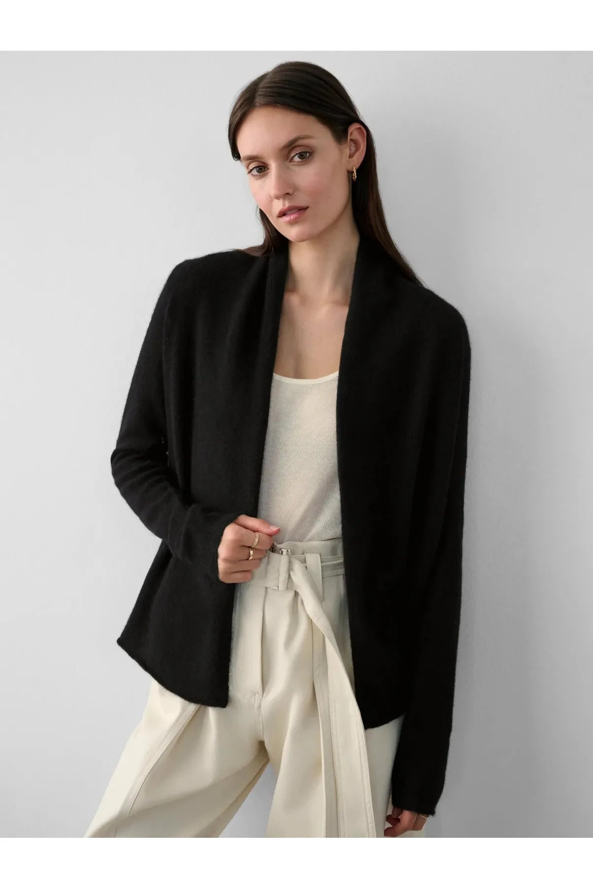 Black Mini Cashmere Cardigan Chenille Fabric Brocade Fabric Lace Fabric